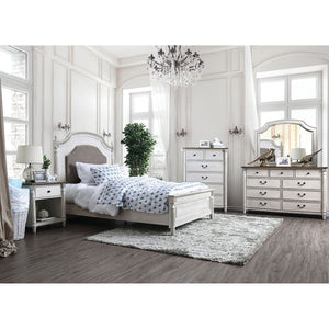 Hesperia Antique White 5 Pc. Queen Bedroom Set w/ 2NS