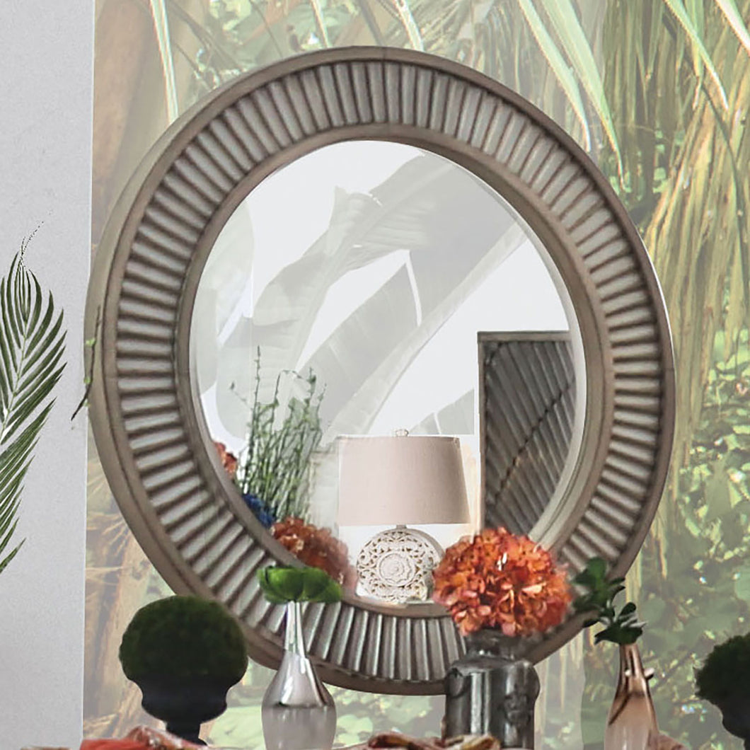 Kamalah Antique Gray Round Mirror