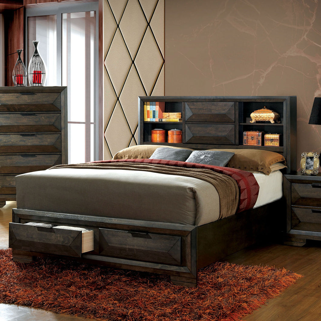 NIKOMEDES Espresso Queen Bed