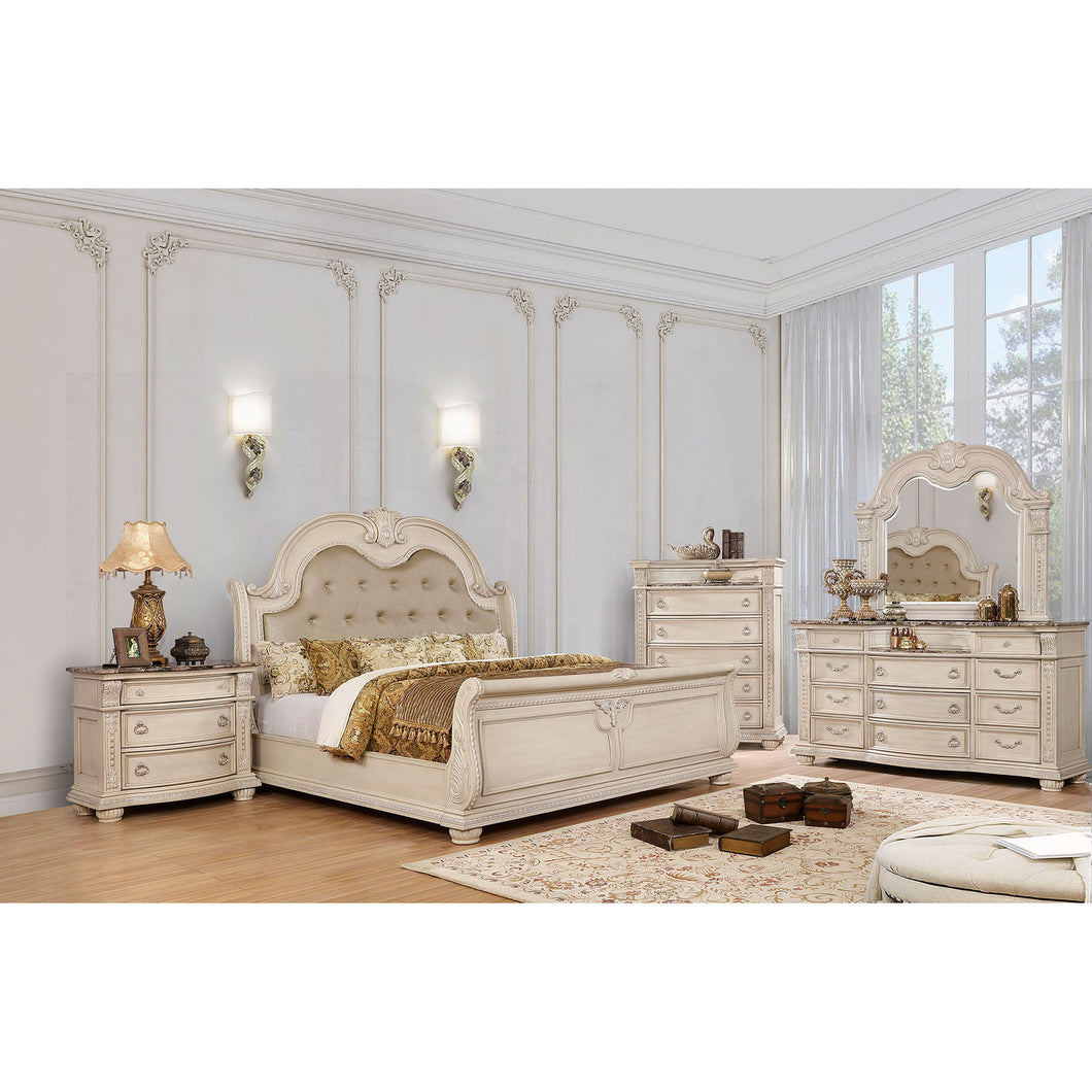 Ammanford Antique Whitewash 5 Pc. Queen Bedroom Set w/ 2NS