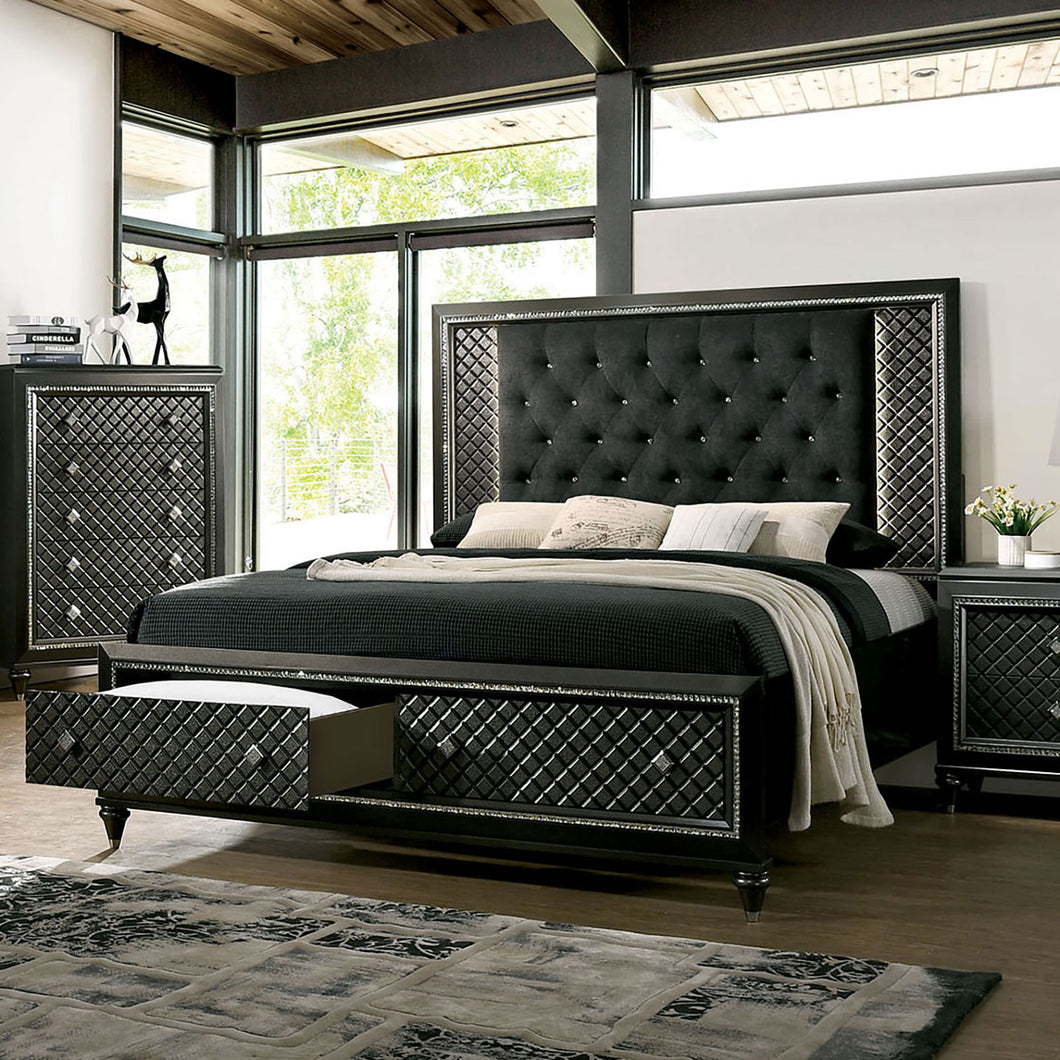 Demetria Metallic Gray E.King Bed