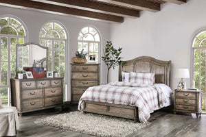 BELGRADE II Rustic Natural Tone 5 Pc. Queen Bedroom Set w/ Chest