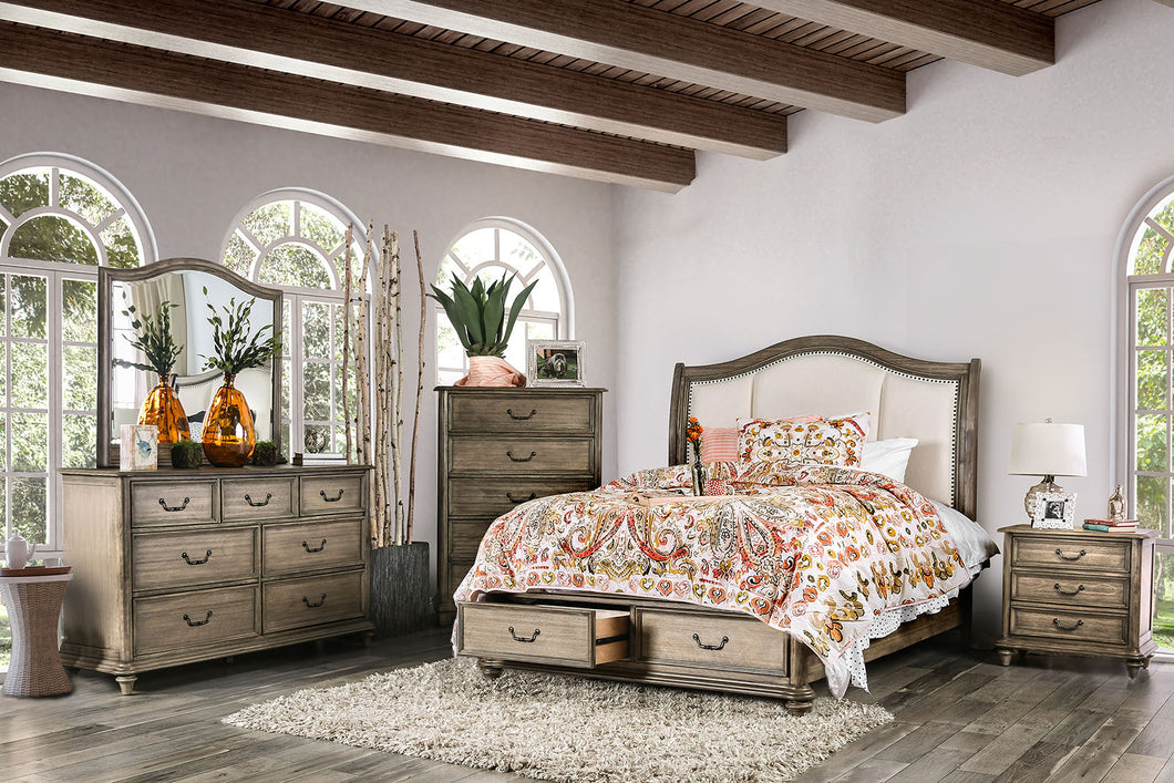 BELGRADE I Rustic Natural Tone/Ivory 5 Pc. Queen Bedroom Set w/ 2NS