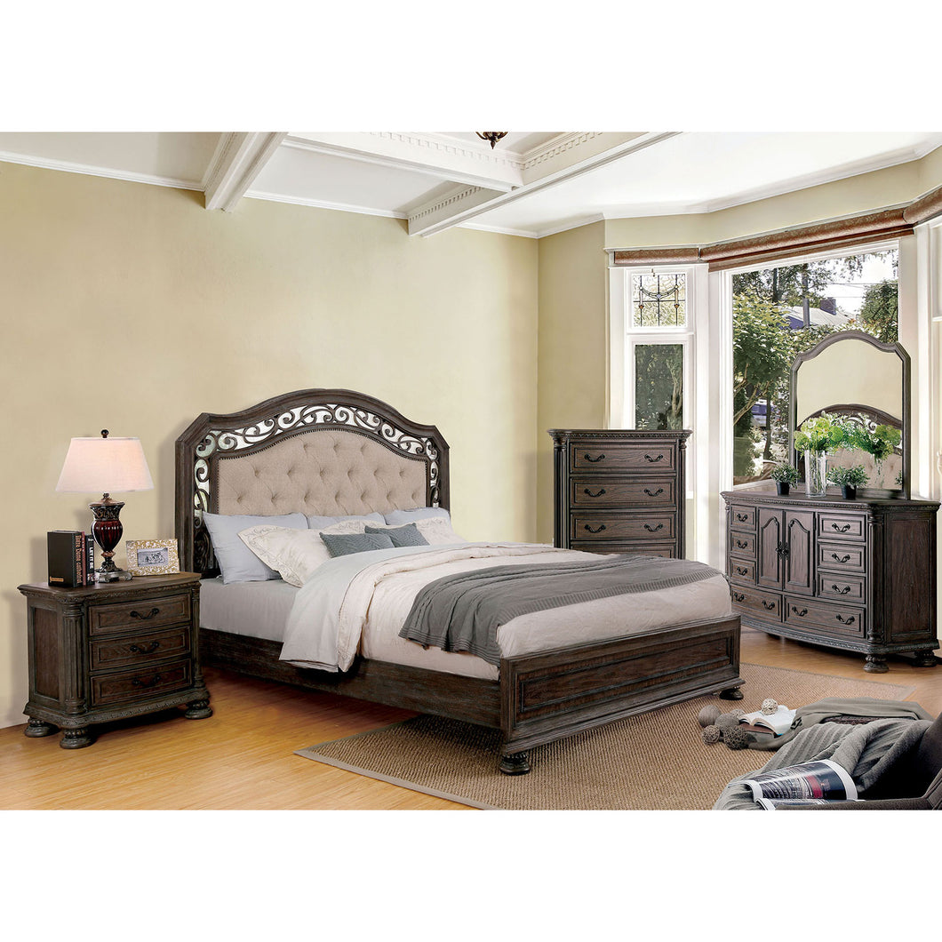 PERSEPHONE Rustic Natural Tone 5 Pc. Queen Bedroom Set w/ Chest