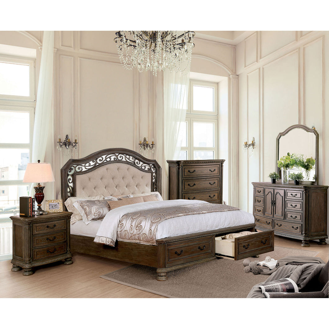 Persephone Beige/Rustic Natural Tone 5 Pc. Queen Bedroom Set w/ Chest