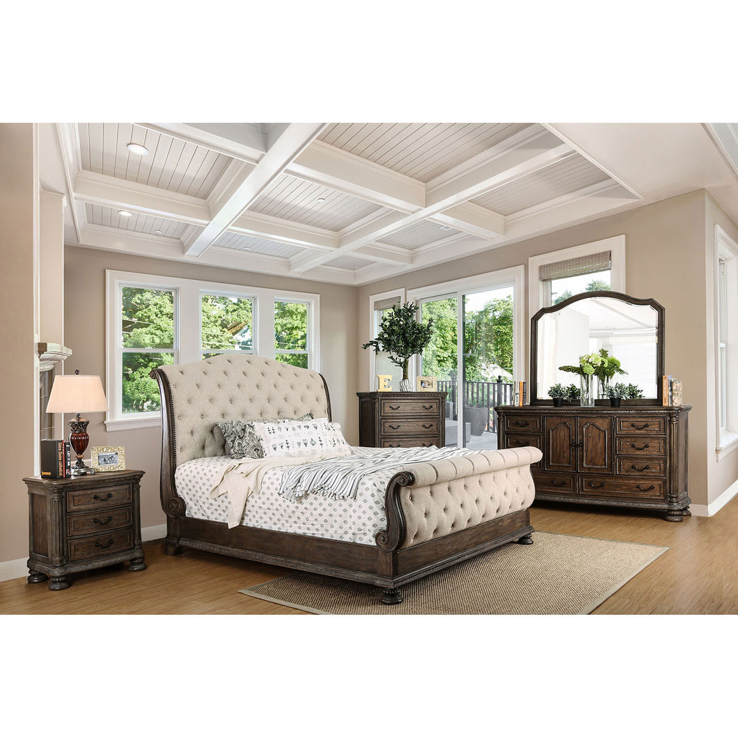 LYSANDRA Rustic Natural Tone 5 Pc. Queen Bedroom Set w/ Chest