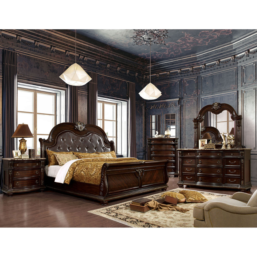 Fromberg Brown Cherry 5 Pc. Queen Bedroom Set w/ Chest