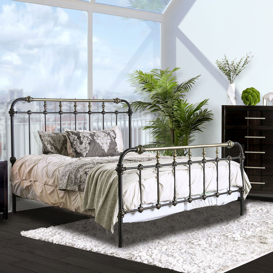 RIANA Antique Black Metal Full Bed