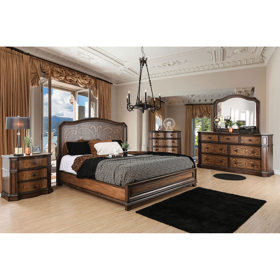 EMMALINE Warm Chestnut 5 Pc. Queen Bedroom Set w/ Chest