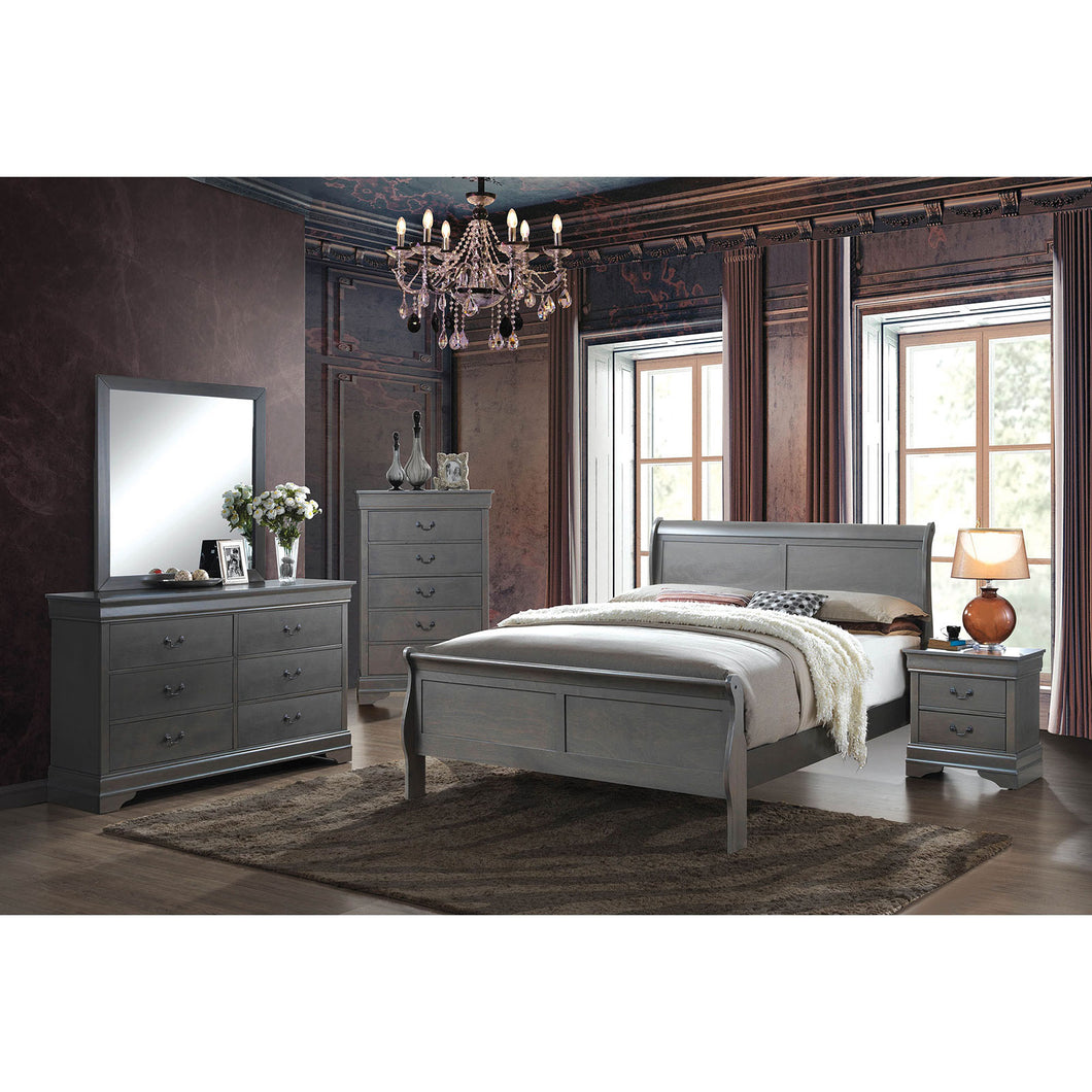 LOUIS PHILIPPE III Gray Twin Bed