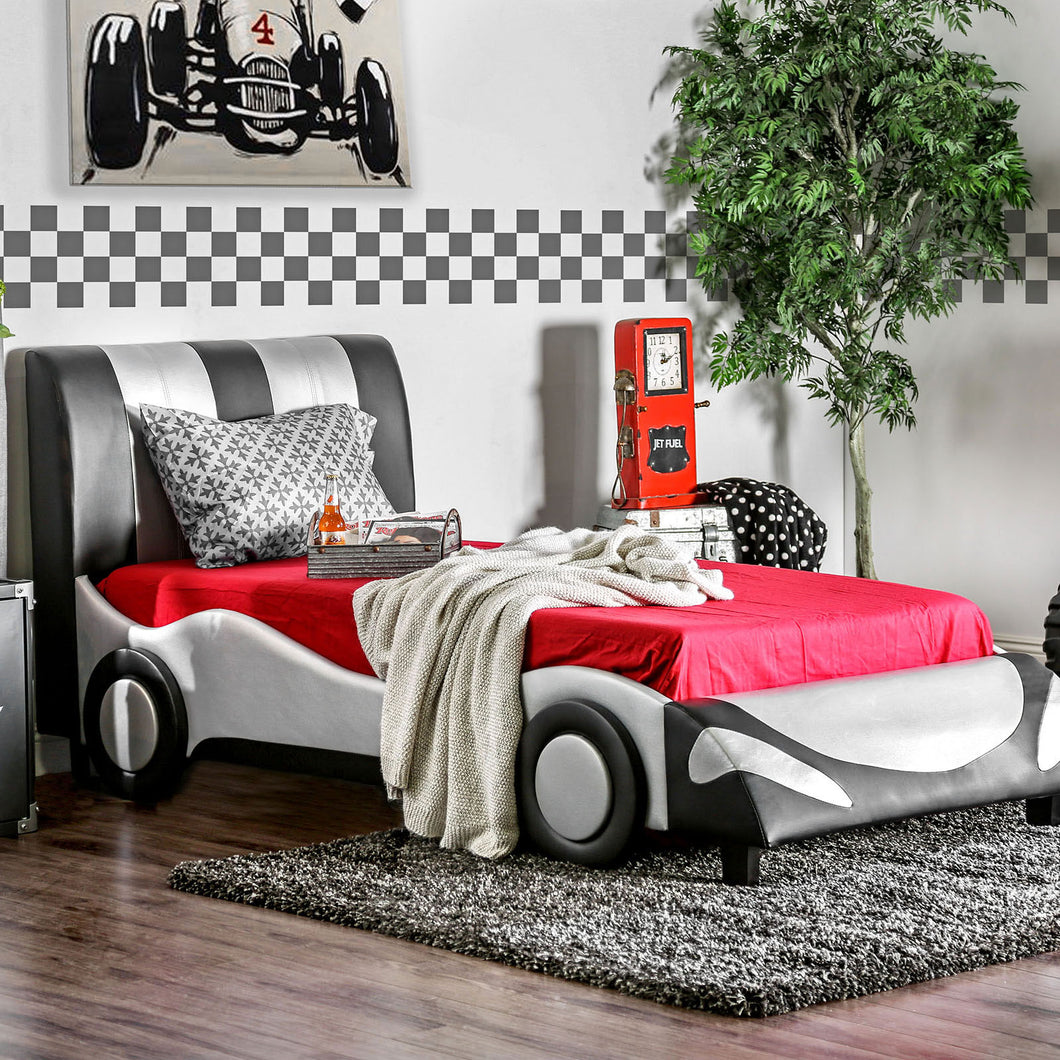 SUPER RACER Silver/Black Full Bed