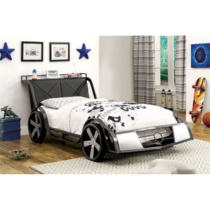 GT RACER Silver/Gun Metal Twin Bed