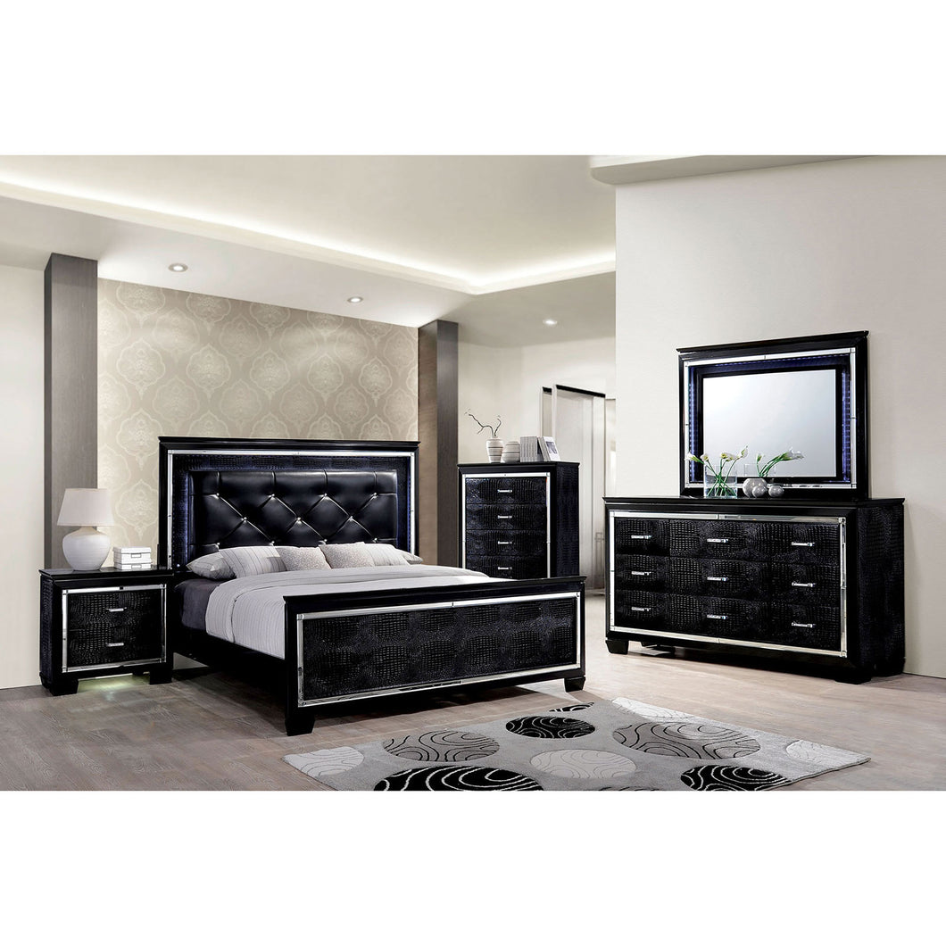 BELLANOVA Black 5 Pc. Queen Bedroom Set w/ 2NS