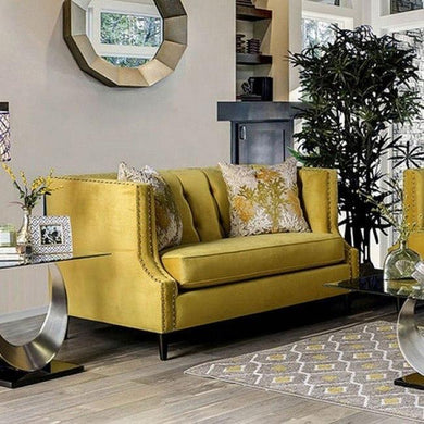 Tegan Royal Yellow/Light Tan Love Seat image