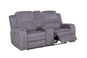 POWER CONSOLE RECLINING LOVESEAT Dark & Light Grey image