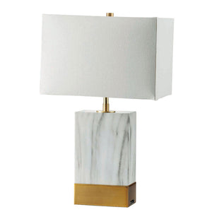 Faith White Marble/Gold 20"H White Marble Gold Table Lamp