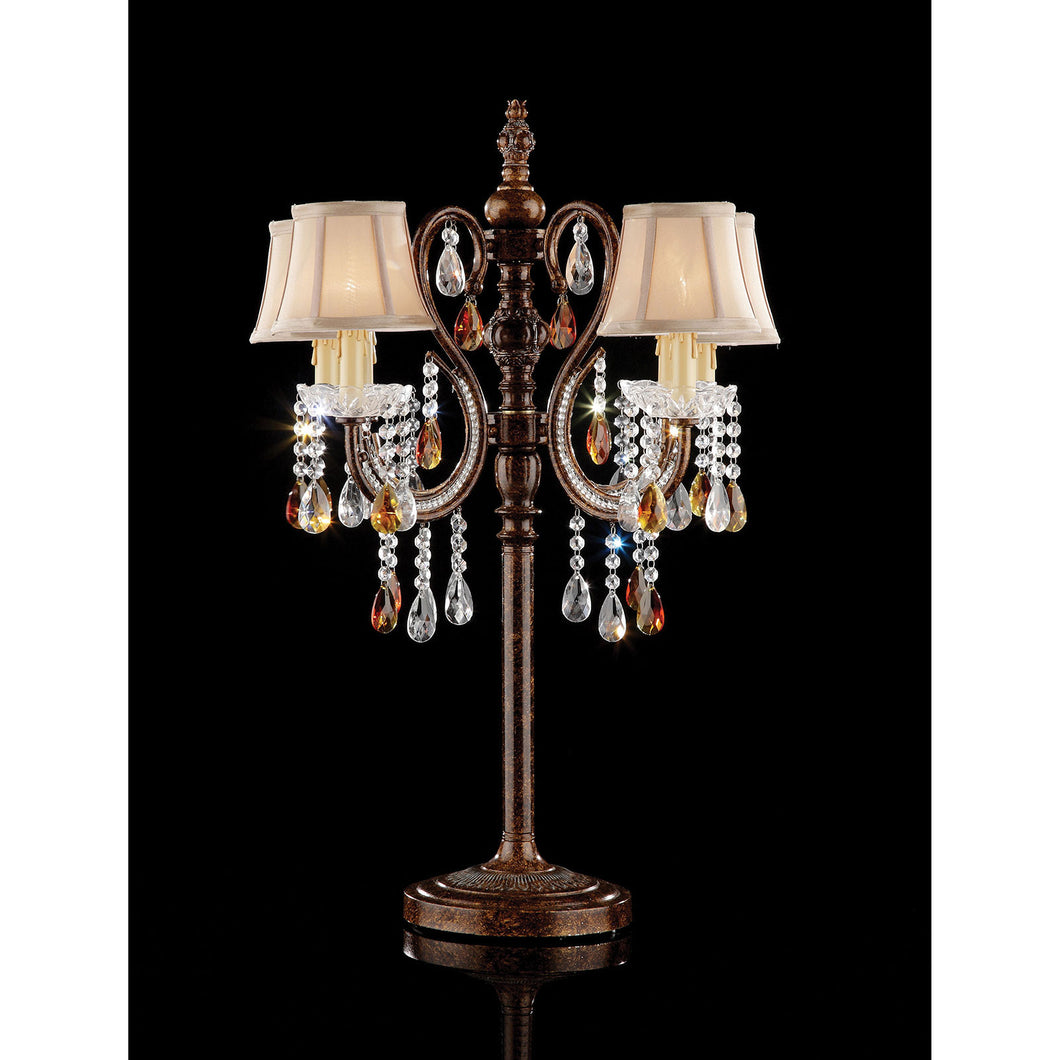 Juliet Golden Brown Table Lamp, Hanging Crystal