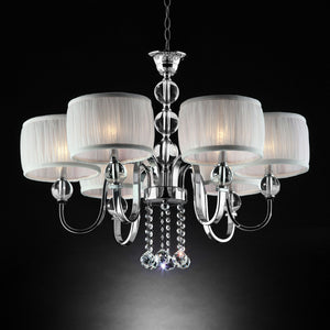 Chloe White/Chrome Ceiling Lamp, Hanging Crystal