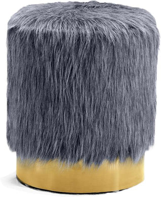 Joy Grey Faux Fur Ottoman/Stool image