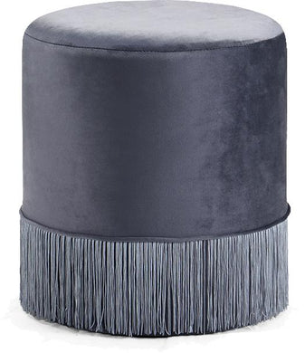 Teddy Grey Velvet Ottoman/Stool image