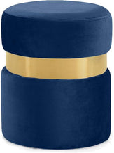 Load image into Gallery viewer, Hailey Navy Velvet Ottoman/Stool image
