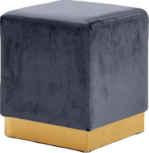 Jax Grey Velvet Ottoman/Stool image