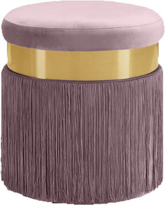 Yasmine Pink Velvet Ottoman/Stool image