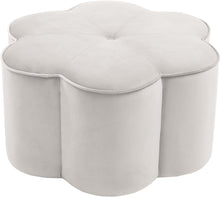 Load image into Gallery viewer, Daisy Cream Velvet Ottoman image
