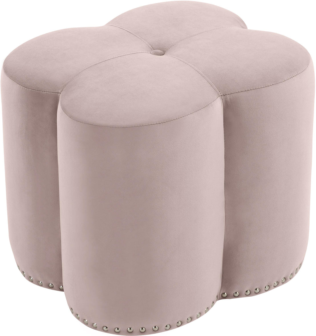 Clover Pink Velvet Ottoman image