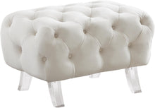 Load image into Gallery viewer, Crescent Cream Velvet Ottoman image
