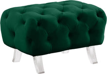 Load image into Gallery viewer, Crescent Green Velvet Ottoman image
