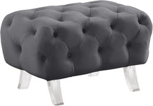 Load image into Gallery viewer, Crescent Grey Velvet Ottoman image
