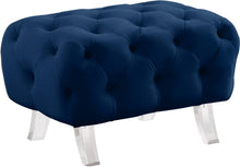Load image into Gallery viewer, Crescent Navy Velvet Ottoman image
