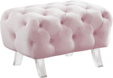 Load image into Gallery viewer, Crescent Pink Velvet Ottoman image
