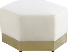 Load image into Gallery viewer, Marquis Cream Velvet Ottoman image

