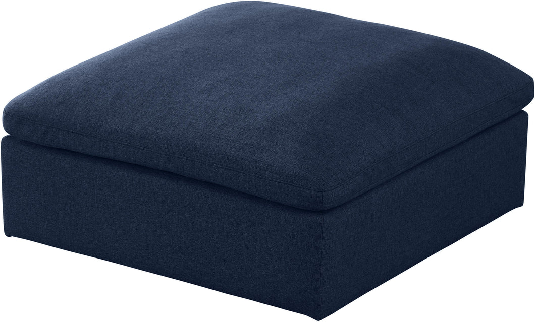 Serene Navy Linen Fabric Deluxe Cloud Ottoman image