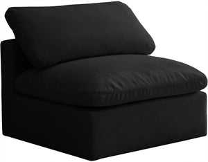 Plush Black Velvet Standard Cloud Modular Armless Chair image