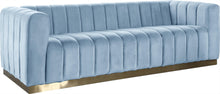 Load image into Gallery viewer, Marlon Sky Blue Velvet Sofa image
