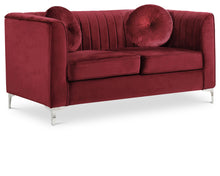 Load image into Gallery viewer, Isabelle Burgundy Velvet Loveseat image

