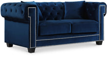 Load image into Gallery viewer, Bowery Navy Velvet Loveseat image
