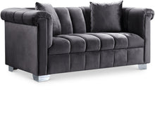 Load image into Gallery viewer, Kayla Grey Velvet Loveseat image
