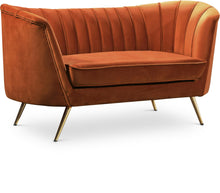 Load image into Gallery viewer, Margo Cognac Velvet Loveseat image
