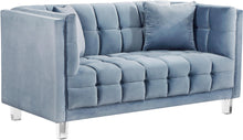 Load image into Gallery viewer, Mariel Sky Blue Velvet Loveseat image
