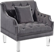 Load image into Gallery viewer, Roxy Grey Velvet Chair image

