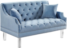 Load image into Gallery viewer, Roxy Sky Blue Velvet Loveseat image
