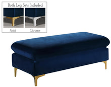 Load image into Gallery viewer, Naomi Navy Velvet Ottoman image
