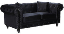 Load image into Gallery viewer, Chesterfield Black Velvet Loveseat image
