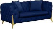 Load image into Gallery viewer, Kingdom Navy Velvet Loveseat image
