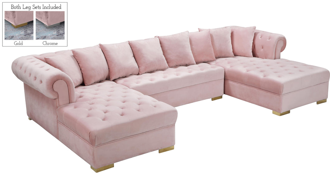 Presley Pink Velvet 3pc. Sectional image