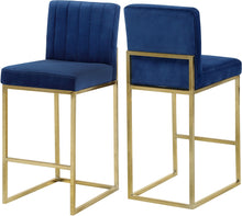 Load image into Gallery viewer, Giselle Navy Velvet Stool image
